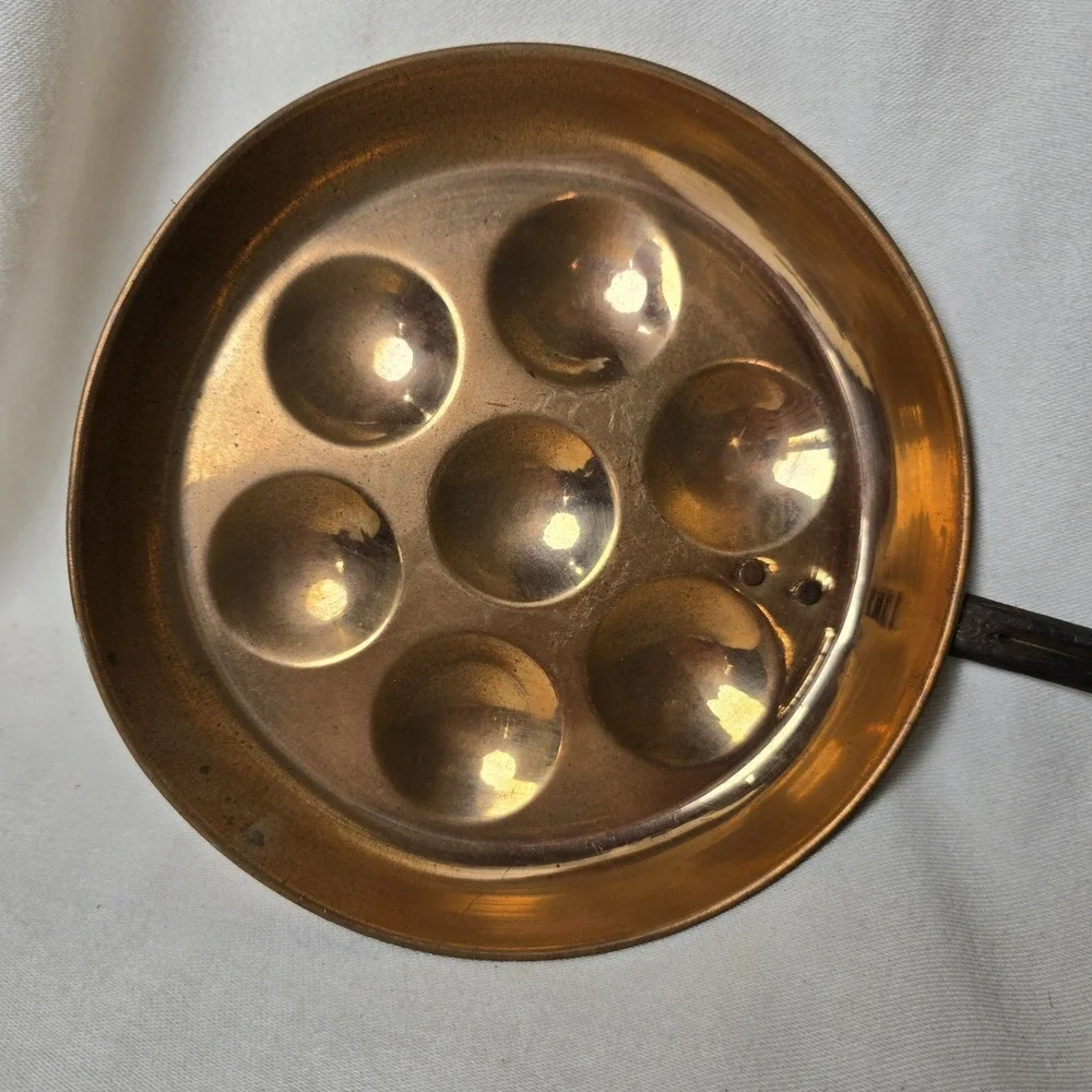 Vintage Brass Egg Cooker Hand Forged Wrought Iron Handle 17.5